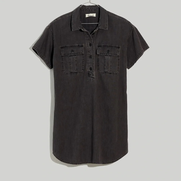 New Madewell Denim Popover Shirtdress Lunar Wash - Picture 2 of 9